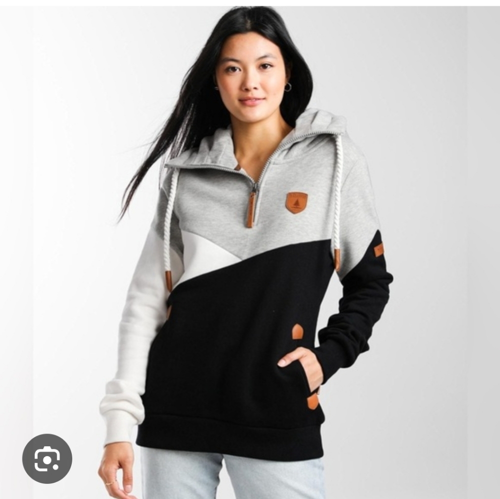 Wanakome Roxy Colorblock Pullover 1/2 Zip Hoodie Size Medium